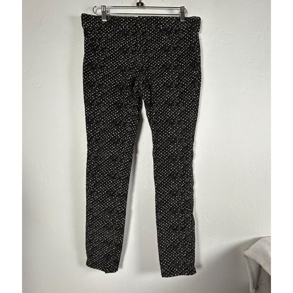 Pilcro Anthropologie Serif Pants Black White Print Micro Corduroy Stretch 31